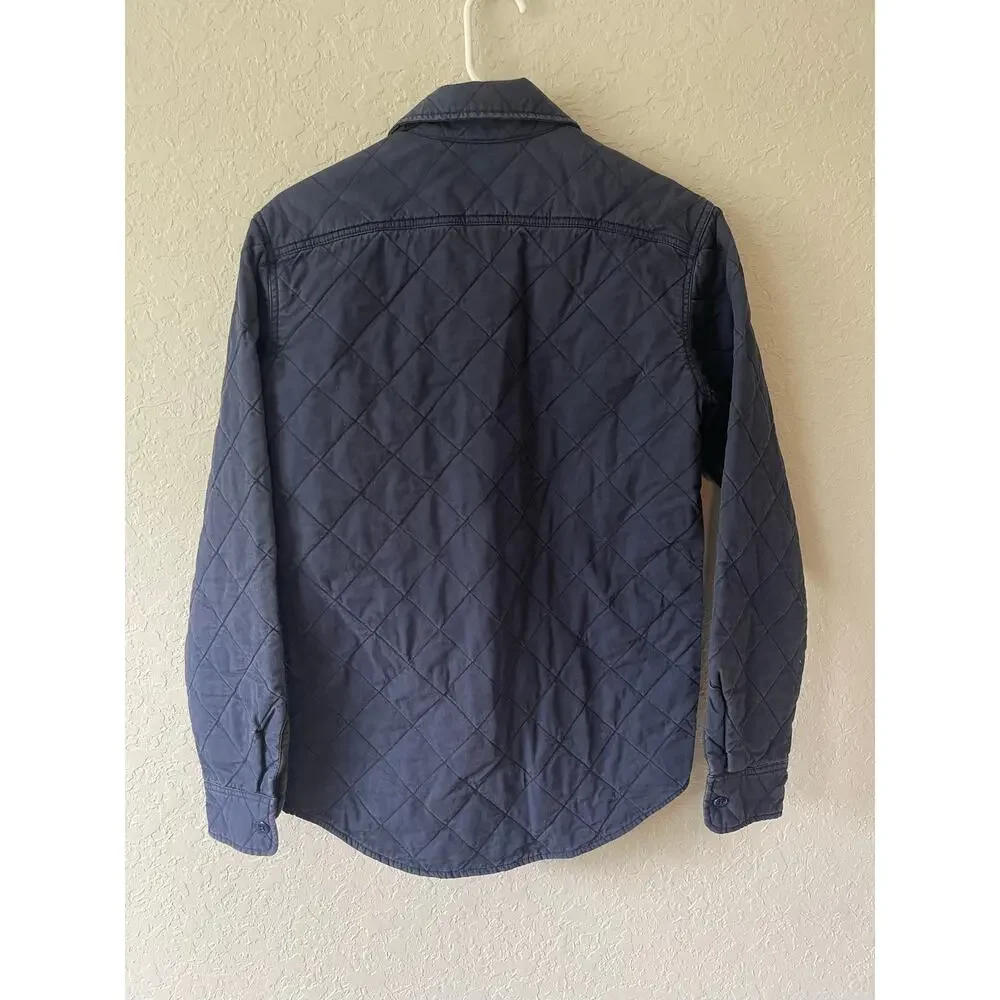 J. Crew men's quilted shirt double breast pocket navy blue size XS
